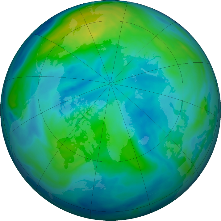 Arctic ozone map for 13 October 2016